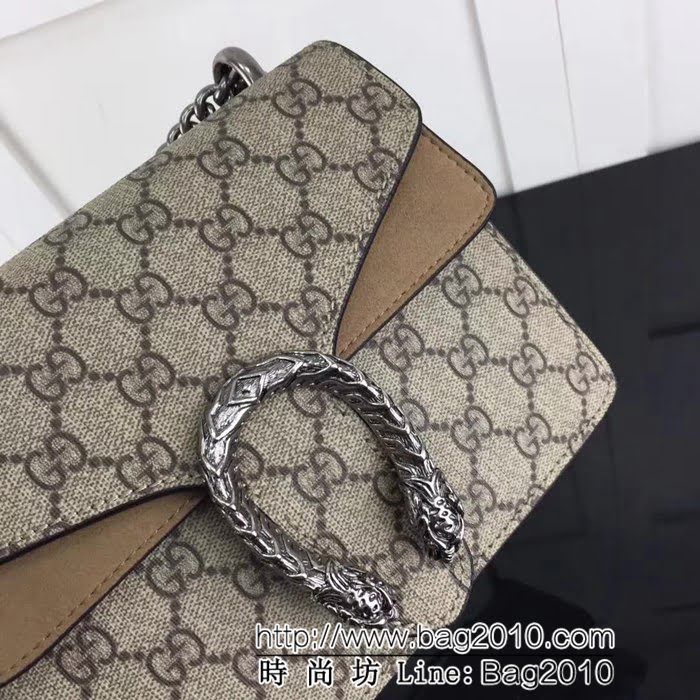 GUCCI古馳原單 新款專櫃品質 原單貨 實物實拍 421970 啡pvc配卡其 鏈條單肩斜挎包 HY1011